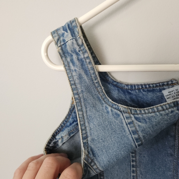 VINTAGE SQUEEZE JEANS FITTED BUTTON UP FITTED DENIM HALTER/TAN TOP WMS SZ 12 NWT - Picture 10 of 13